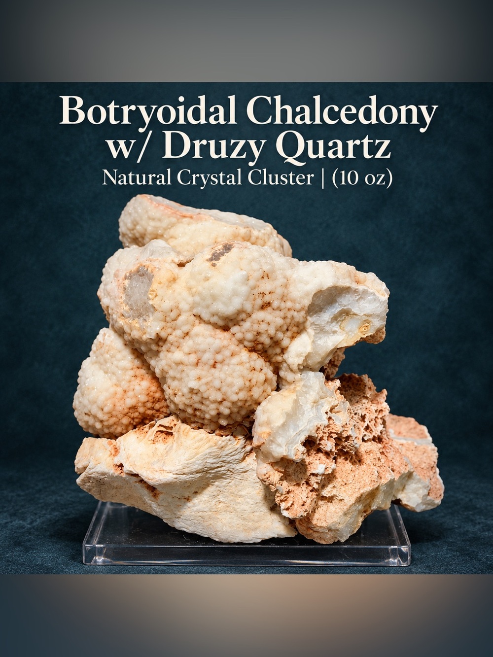 Botryoidal Chalcedony w/ Druzy Quartz | Natural Crystal Cluster | 10 oz